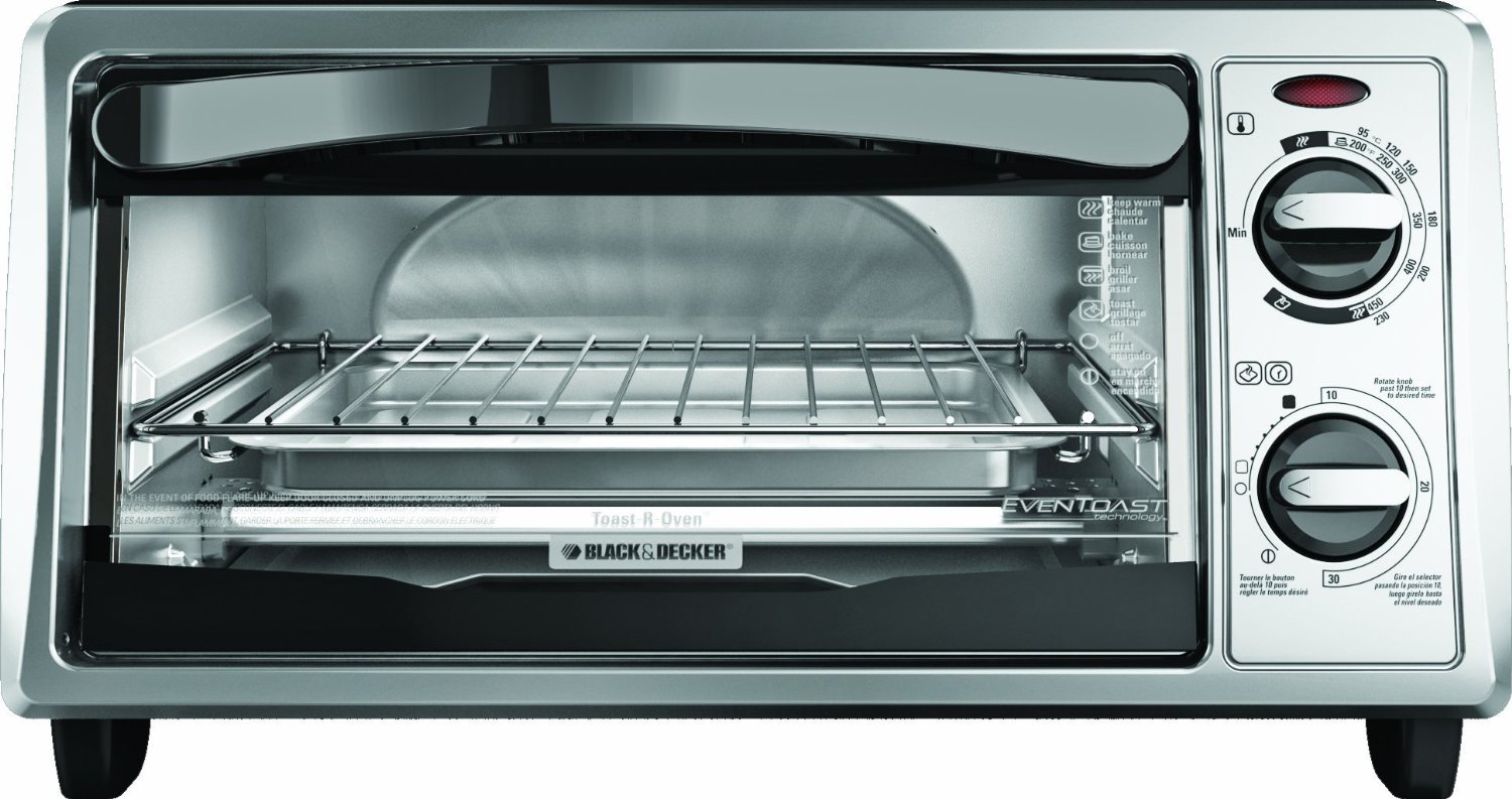 BLACK+DECKER 4-Slice Convection Oven, Stainless Steel, Curved